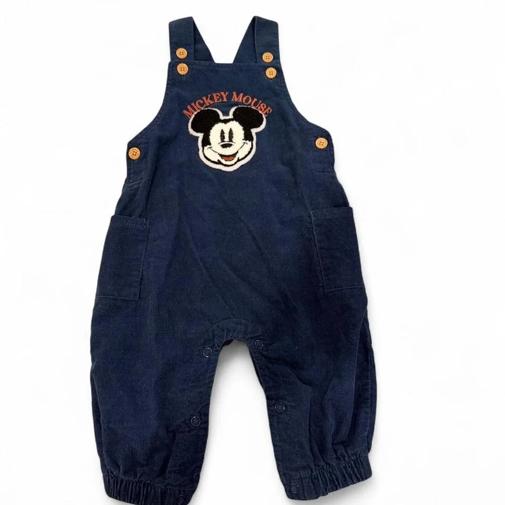 Disney Baby Mickey Mouse Navy Blue Corduroy Overalls Kids 6/9M LYMH200